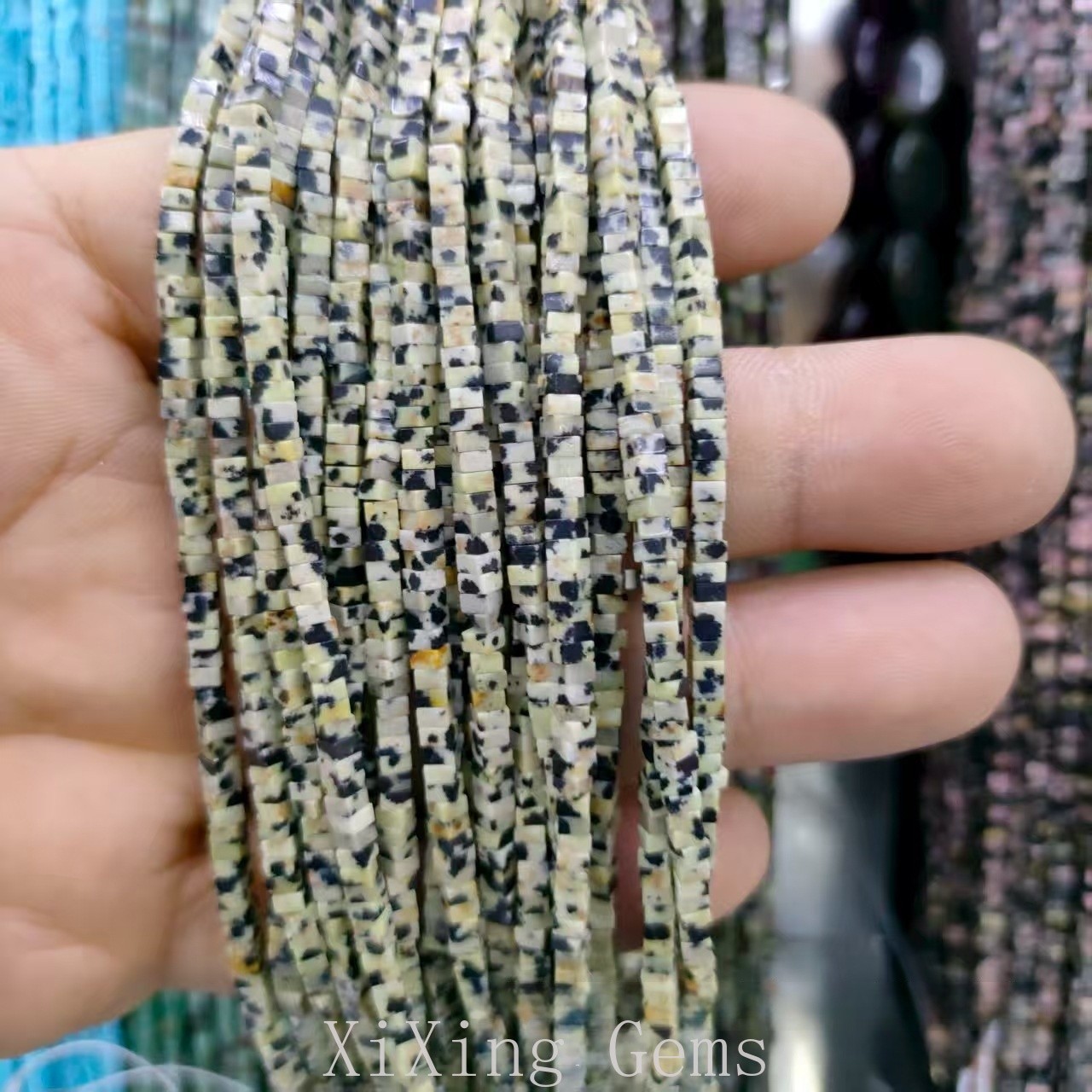 1x2mm Natural Dalmatian Jasper Flat Square Disc Spacer Beads for Jewelry Making
