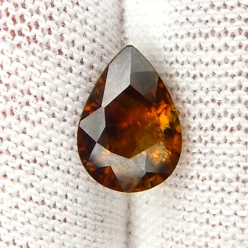 1.5ct Orange Sphene Vivid Pleochroic Flash Natural Mined Unheated Faceted Pear