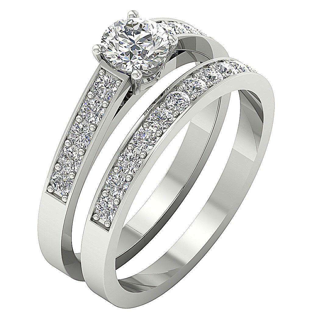 Natural 0.65ct Center Diamond Bridal Ring Set I1 G 1.45 tcw 14K Solid Gold
