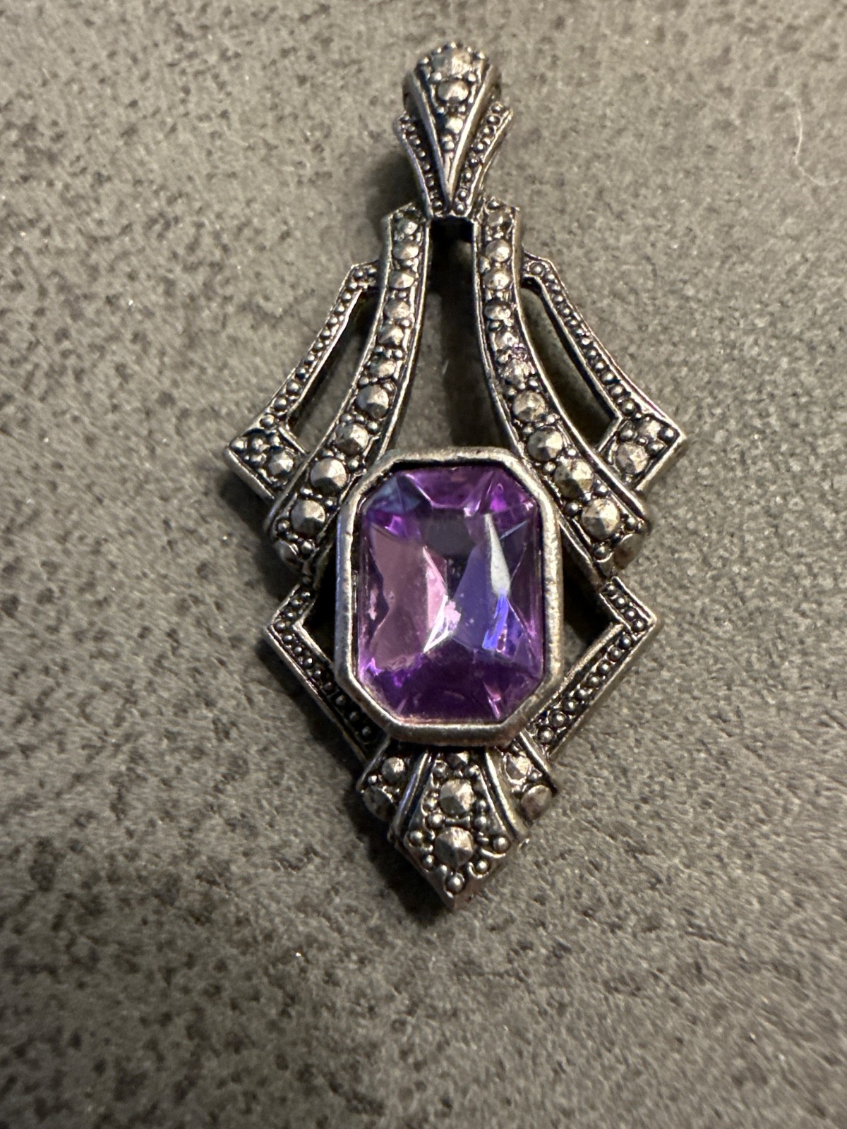 Art Deco Marcasite & Faux Amethyst Vintage AVON Necklace