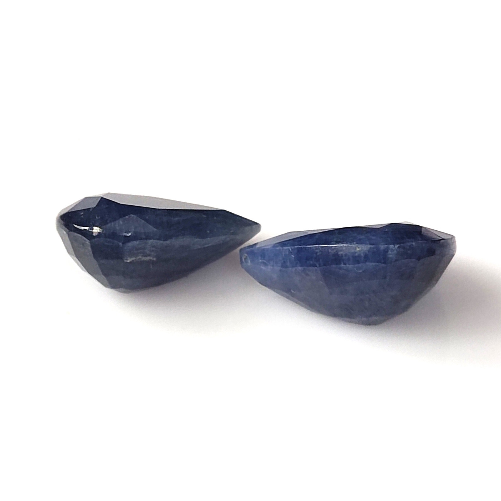 Pair Blue Sapphire Burma Unheated 14X10 mm Pear Natural Faceted Stone 13.45 CTS