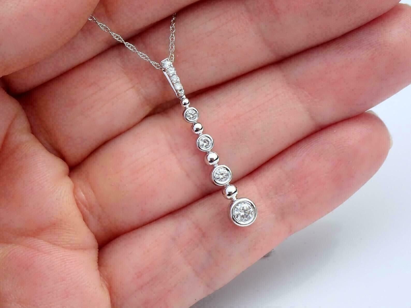 Round Cut Simulated Diamond Stunning Women’s Long Pendant 14k White Gold Plated