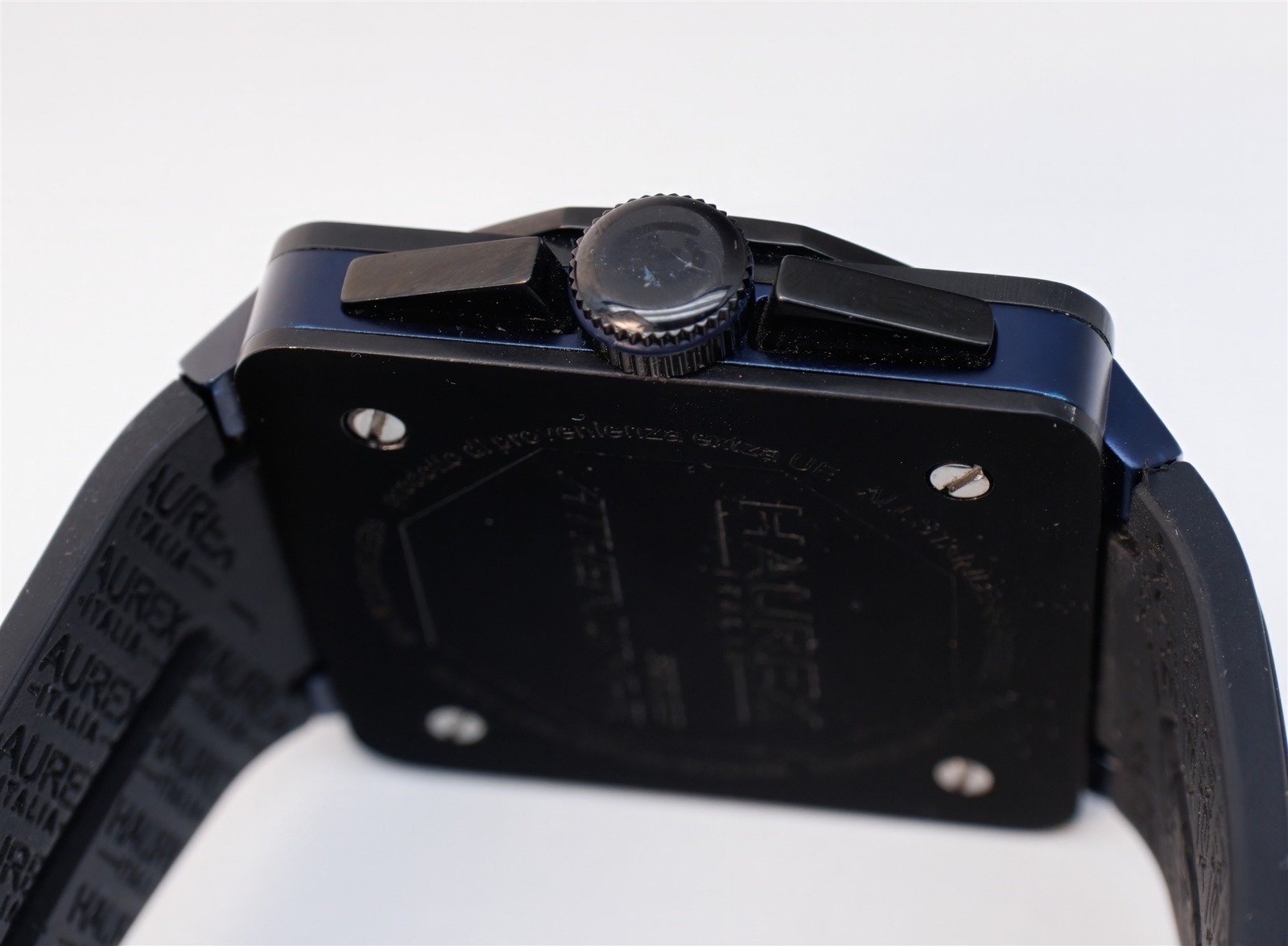 Haurex Athenium-R Square Chronograph Watch Blue /Black Fume Dial 3N372UNB