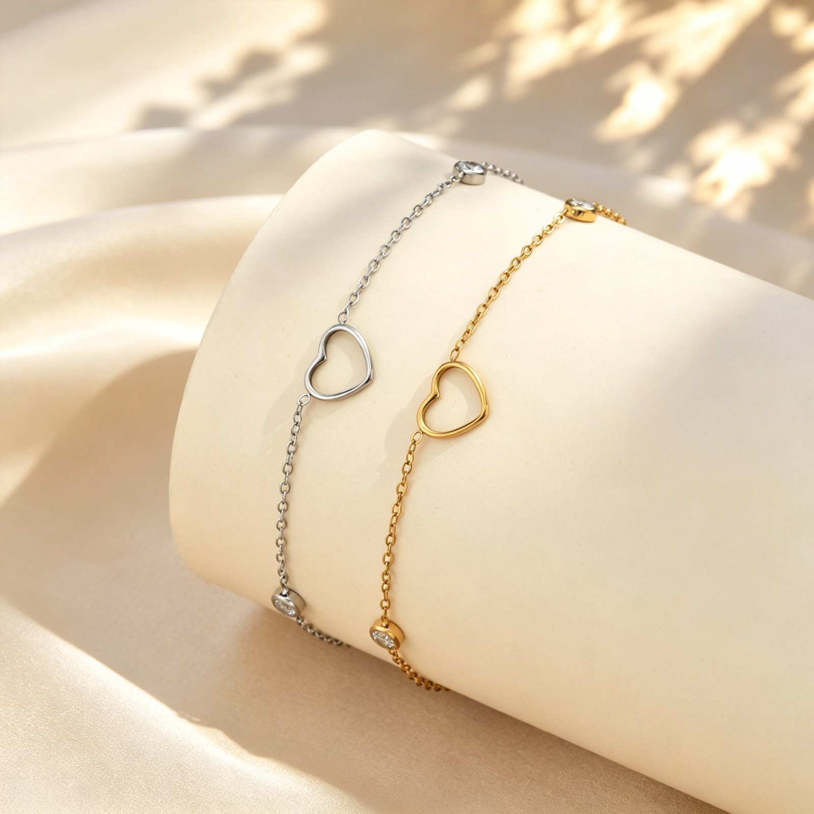 Hollow Love Heart Anklet for Women Stainless Steel Waterproof Foot Jewelry