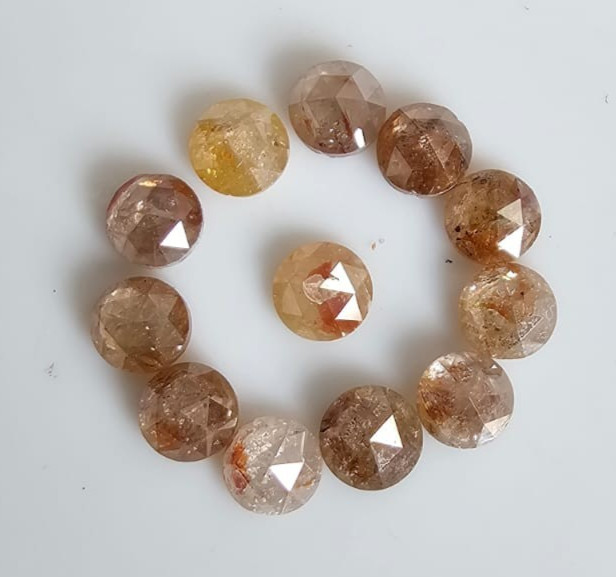 Reddish Round Rose Cut Natural Diamond 3mm to 4mm (12pcs) for Jewelry