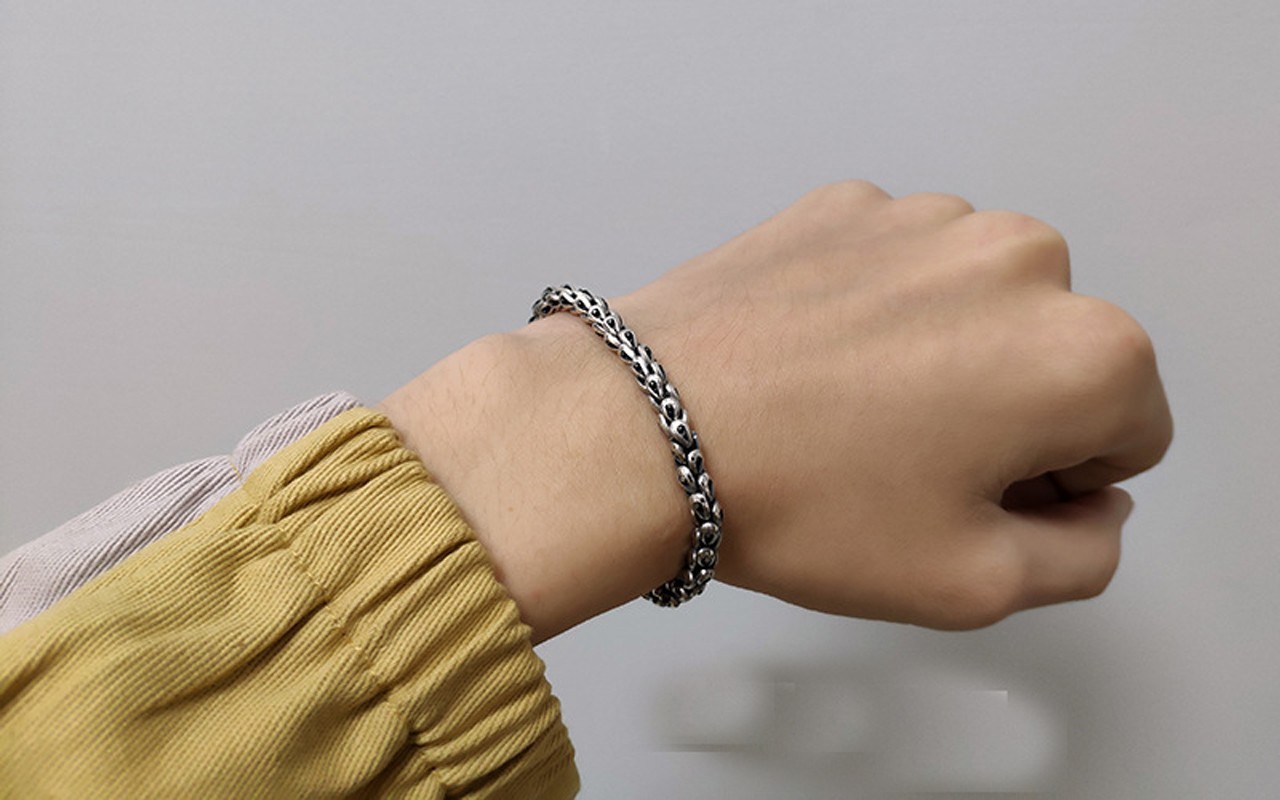 925 STERLING SILVER dragon bracelet chain RETRO 18cm (7.08inch) 4.5mm Z14