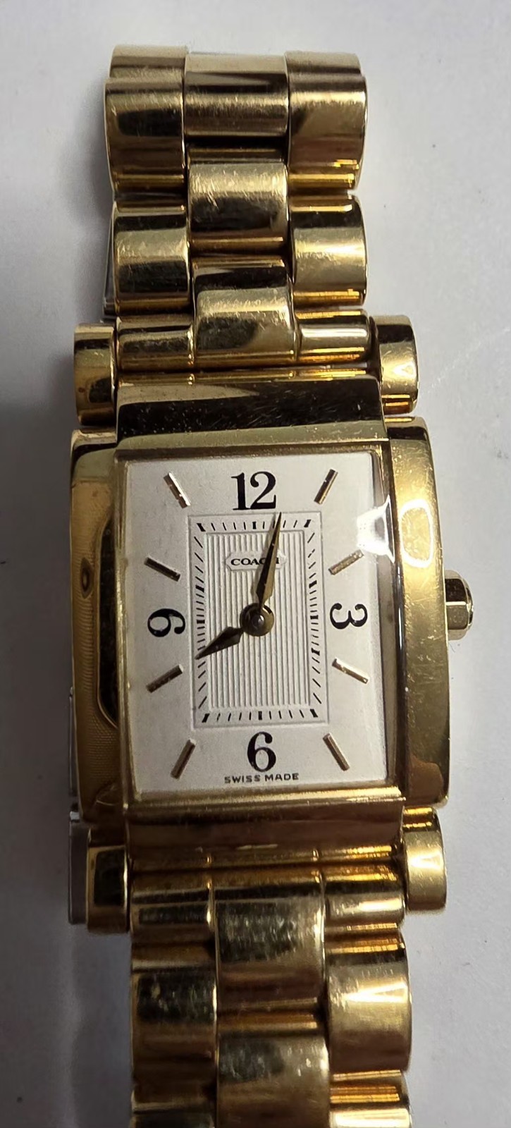 Coach Liz Rectangular Gold Tone Watch WO-15 EUC With Box
