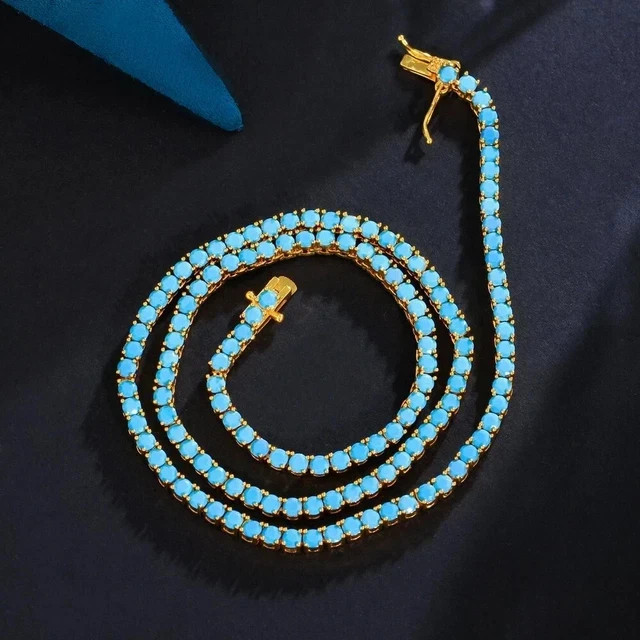 20TCW Round Cut Lab Created Diamond Tennis Necklace 14k Yellow Gold Plated
