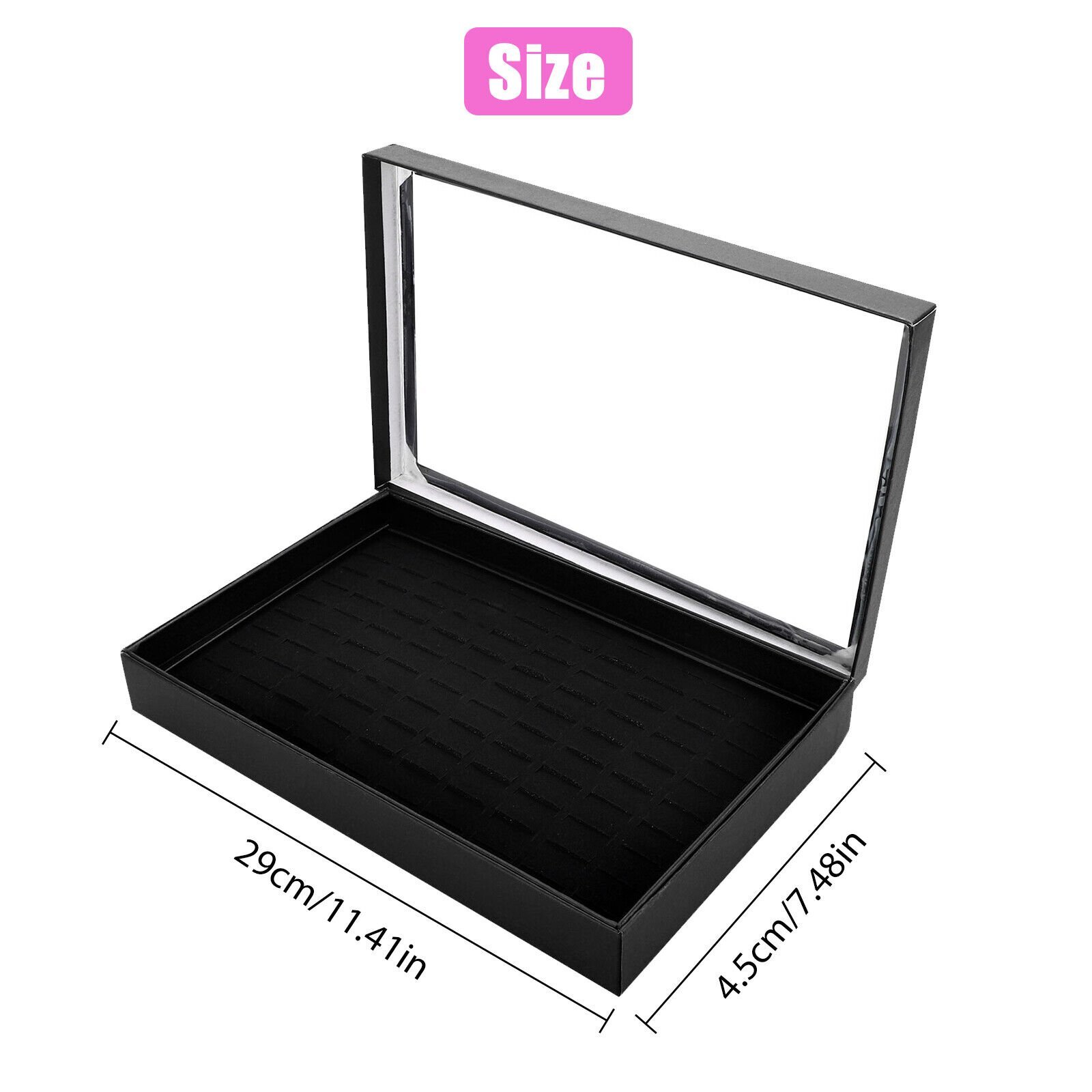 100 Slots Jewelry Ring Display Organizer Tray Holder Earrings Storage Boxes Case