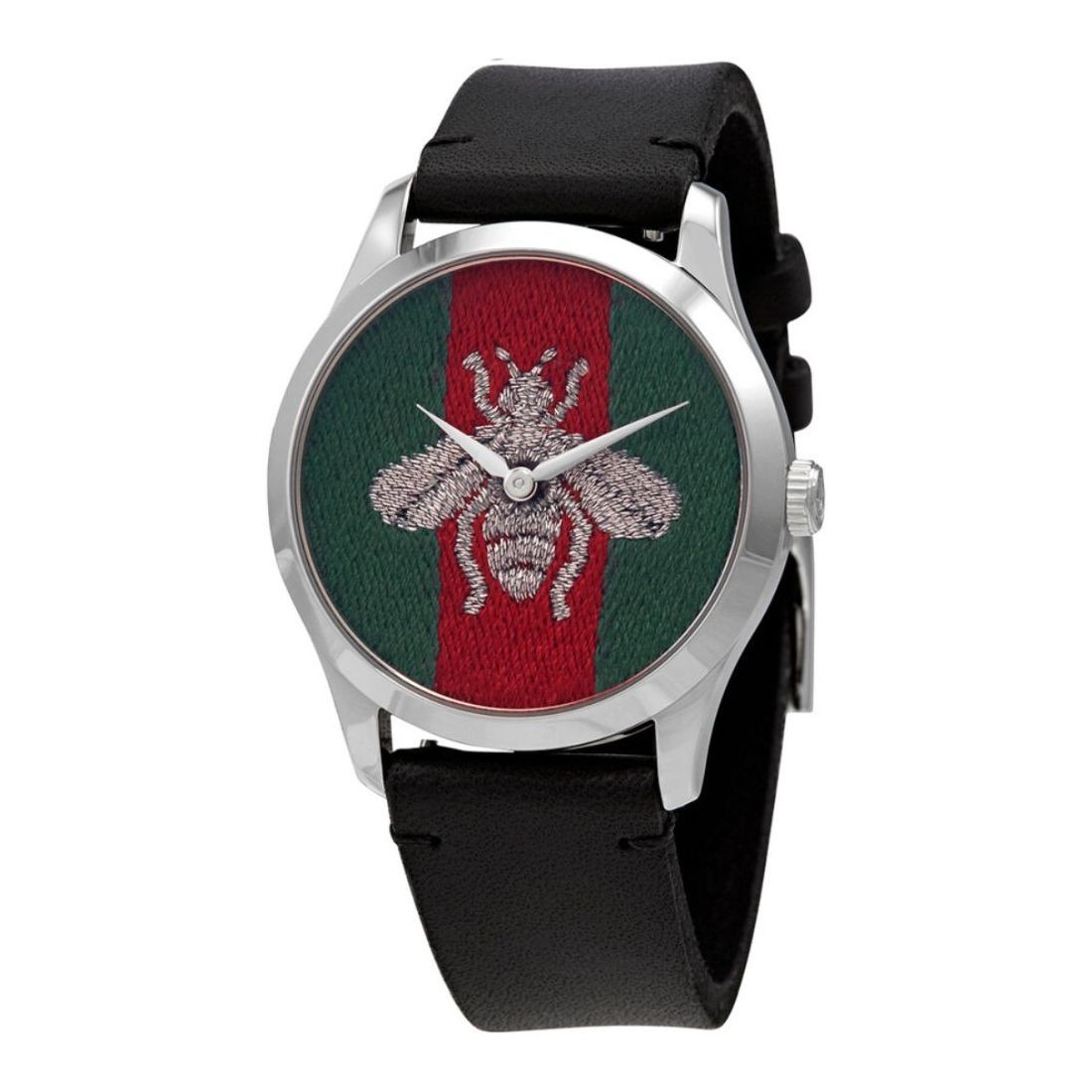 Gucci G-Timeless Green and Red Bee Dial Leather Men’s Watch YA1264149