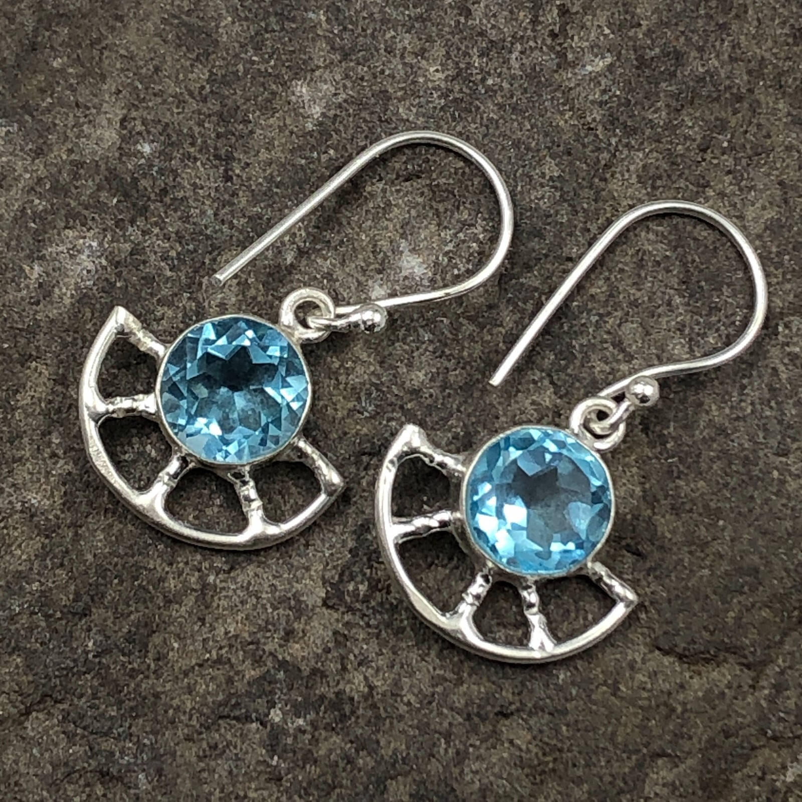 Natural Sky Topaz Gemstone Drop/Dangle Blue Earrings 925 Sterling Silver Jewelry