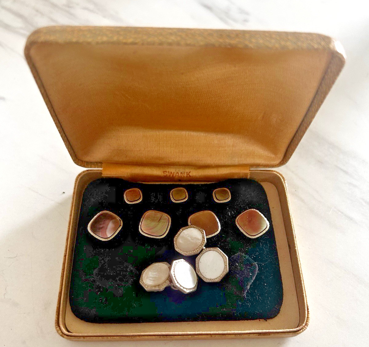 Vintage Krementz Art Deco Cufflink Tuxedo Set Formal Wear Mother of Pearl 1920s
