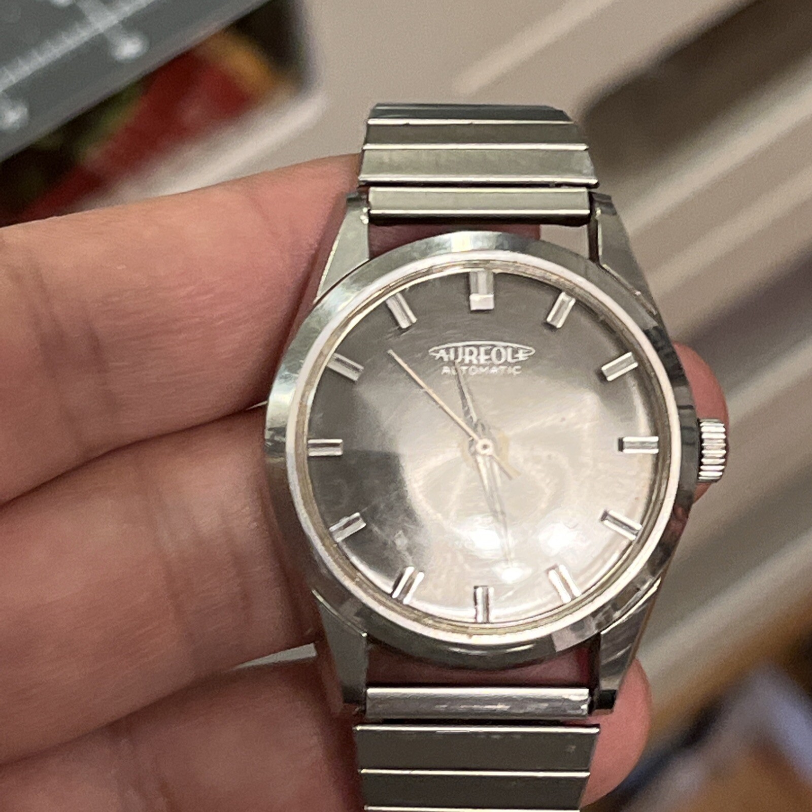 Rare Mirror Aureole 25 Jewel Automatic Incabloc All Stainless Men’s watch
