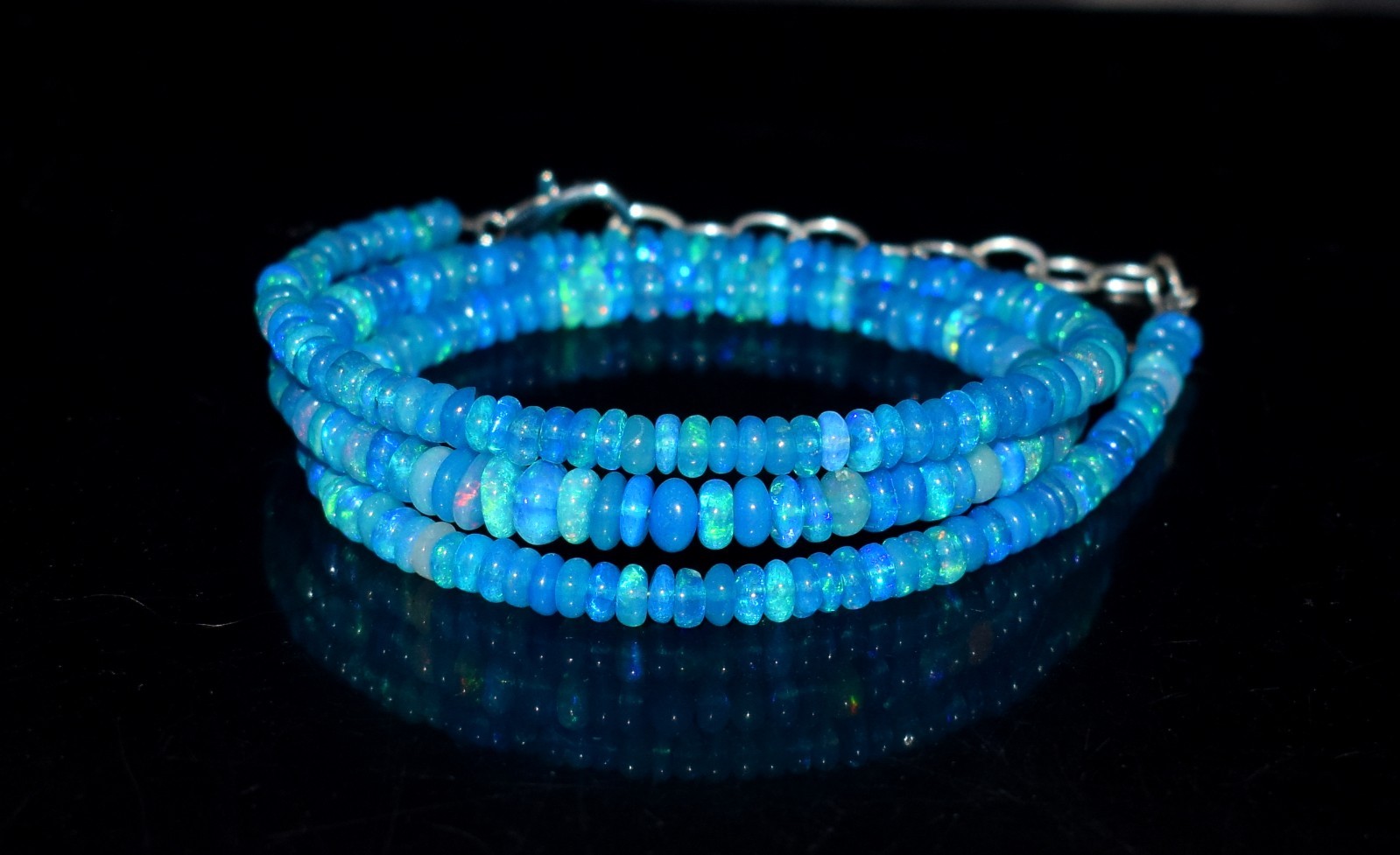 16”Natural Ethiopian Opal Wello Fire Opal Gemstone Beads Necklace AF0632