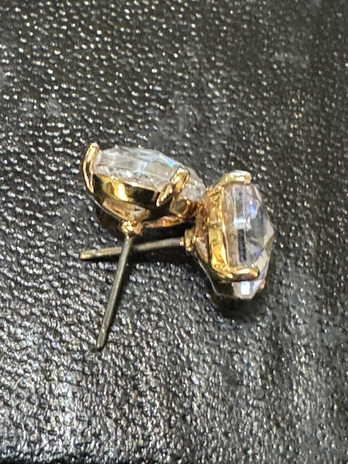 Vintage Inverse Cut Champagne CZ-4 Prong- 4 Carat Stud Earrings-Rose Gold Plated