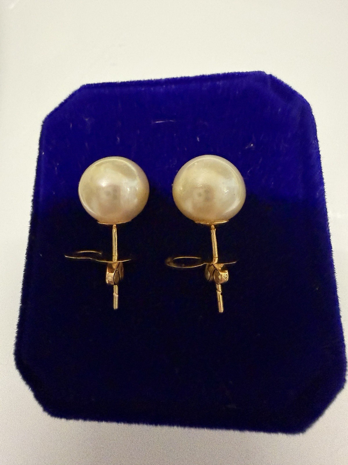 Authentic 10.2-10.3mm South Sea Pearl Champagne Stud Earrings 14k Gold Pawnable