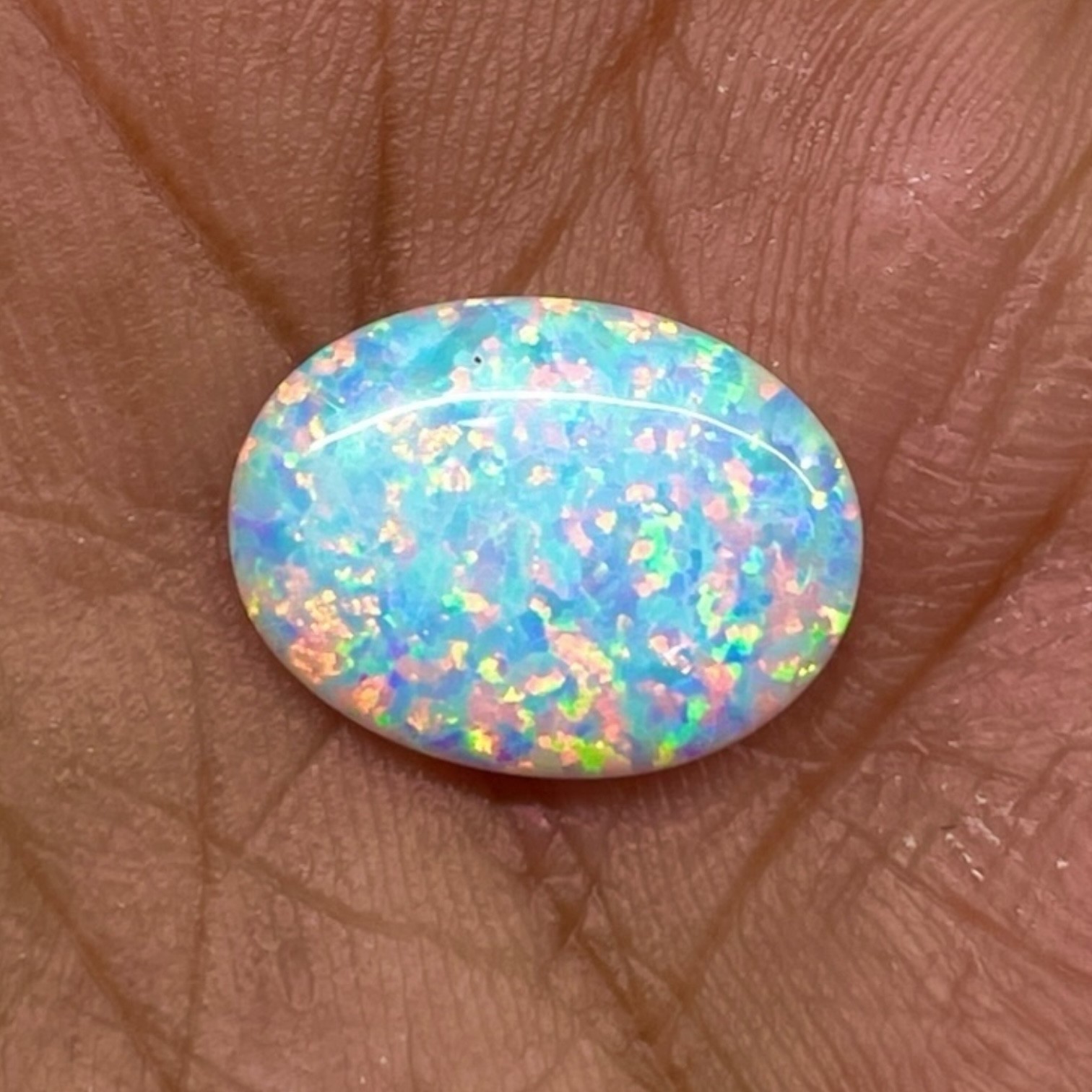2.60 Cts Australian Opal 16x12mm Oval Cabochon AAA Quality Lab Created Gemstone