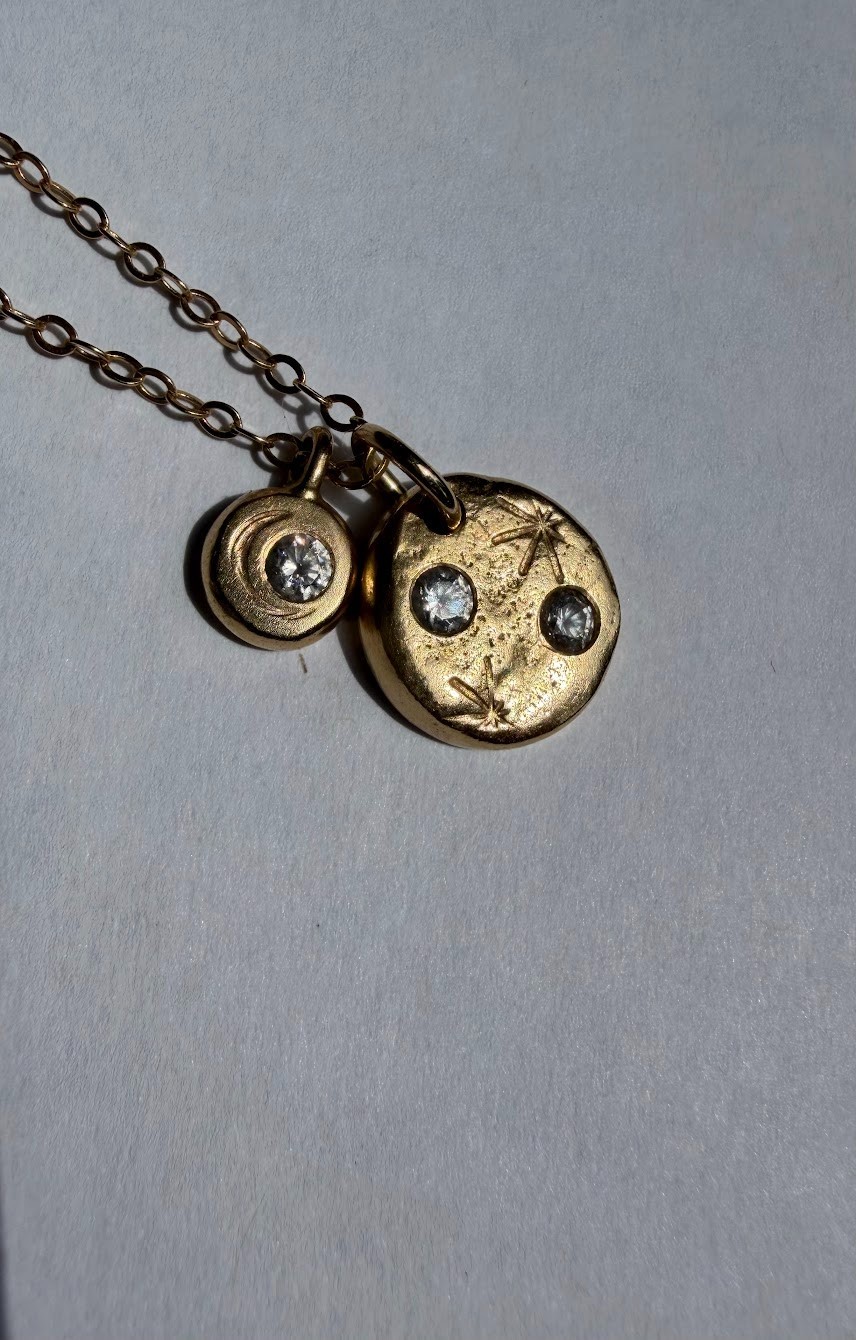 14k sandstone cast pendant necklace