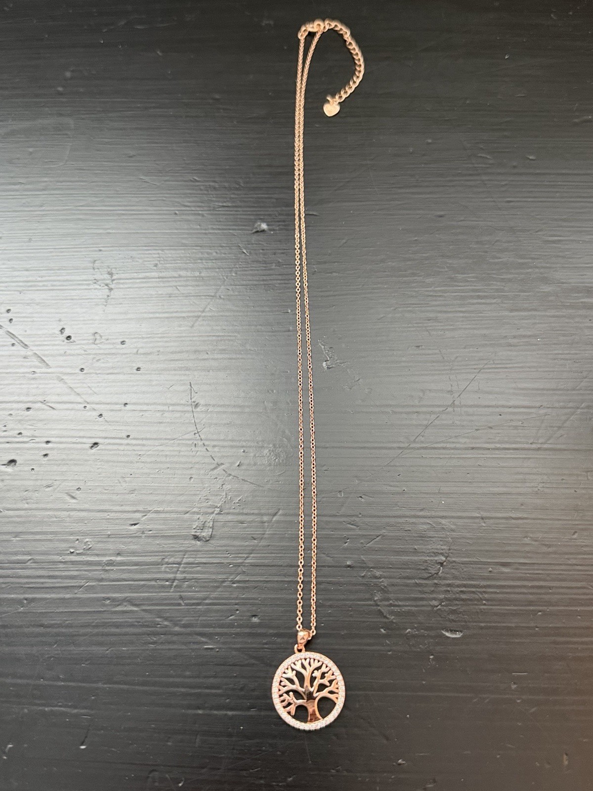 Rose Gold–Tone S925 Sterling Silver Tree of Life CZ Pendant Necklace