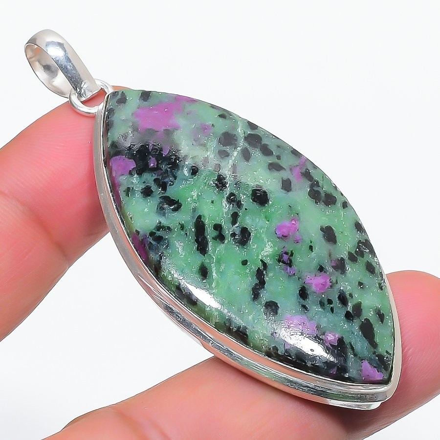 Ruby Zoisite Gemstone Handmade Fashion Ethnic Gift Jewelry Pendant 2.7″ SR 2521