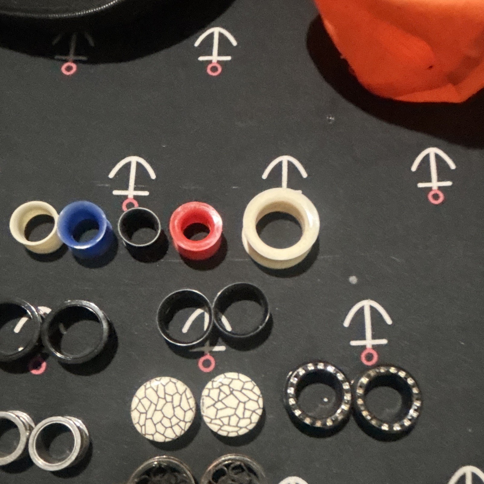 Mixed Lot Ear Plug & Tunnel Gauges Round Multicolor Acrylic Plastic Metal