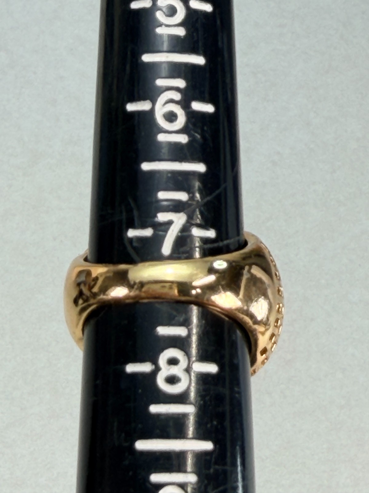 Vintage Gold Tone Greek Key Rhinestone Dome Statement Cocktail Ring
