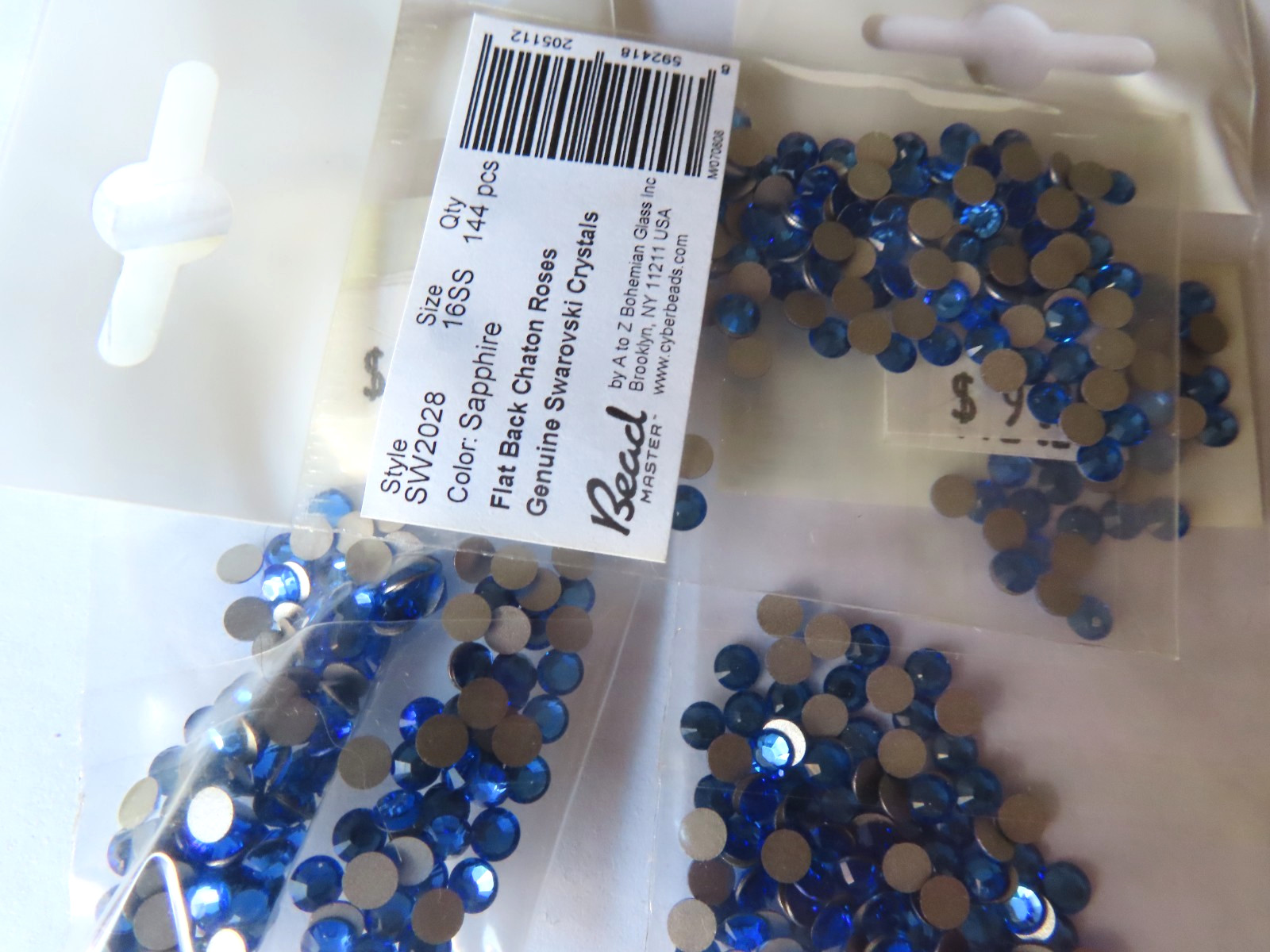 144 Swarovski Flatbacks 16ss Sapphire/foiled. #2028