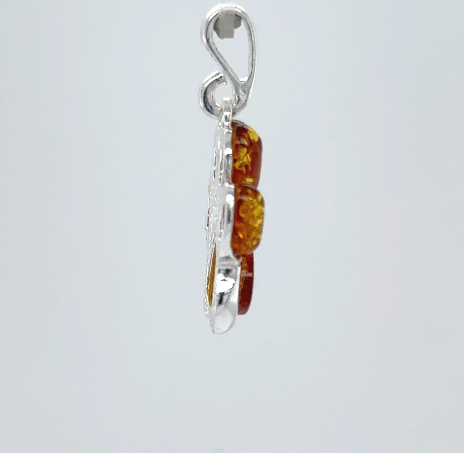 Cognac / Brown BALTIC AMBER Paw Pendant – 925 STERLING SILVER – Poland #4206e