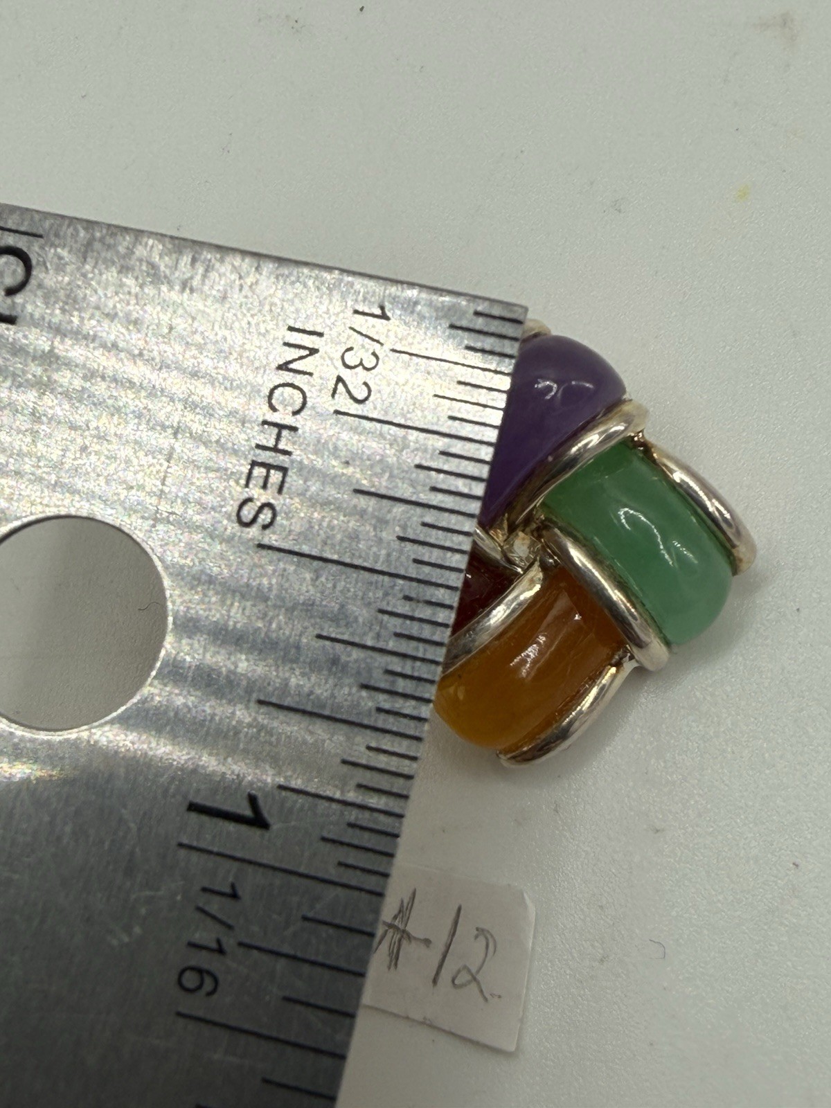 925 Sterling Silver Multi Color Jade Slide Pendant Green Lavender Honey Red Jade