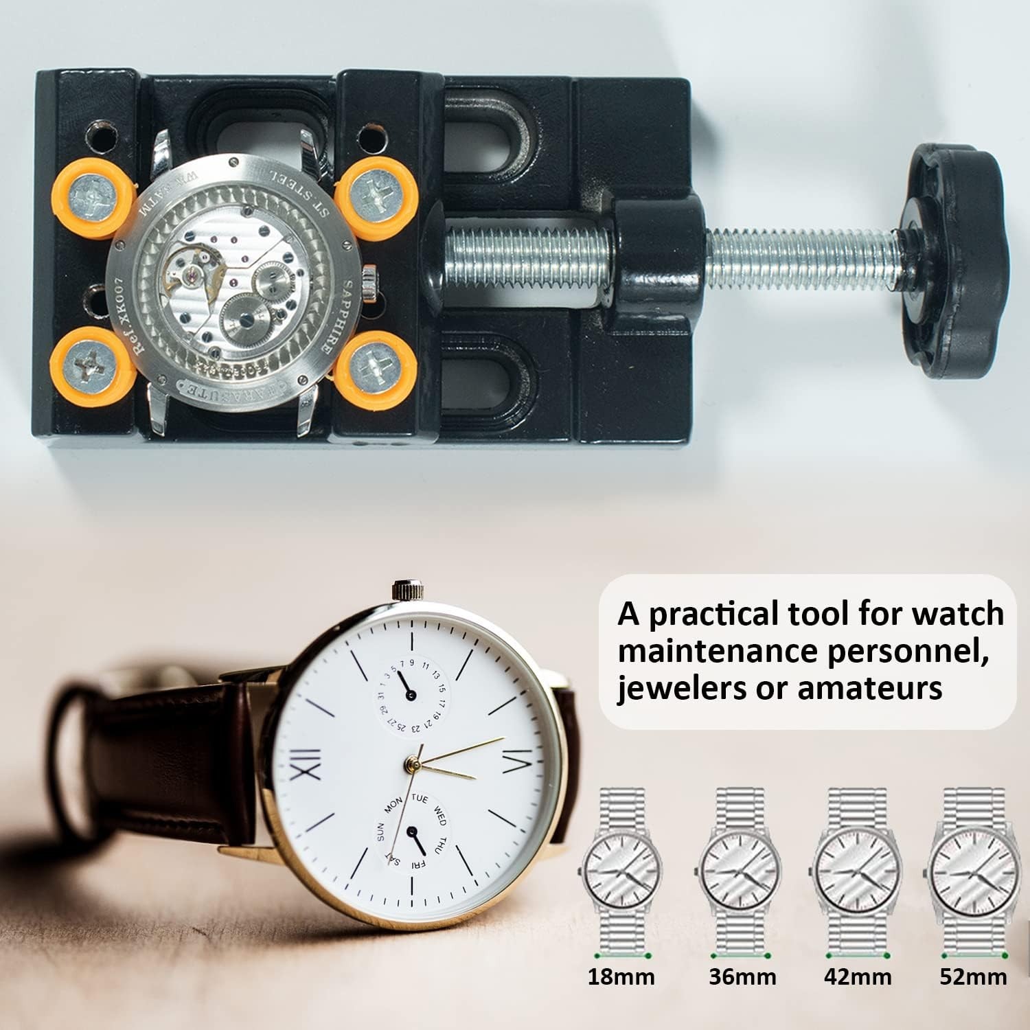 Adjustable Watch Case Holder Tool Metal Plastic Watchmaker Repair Tool