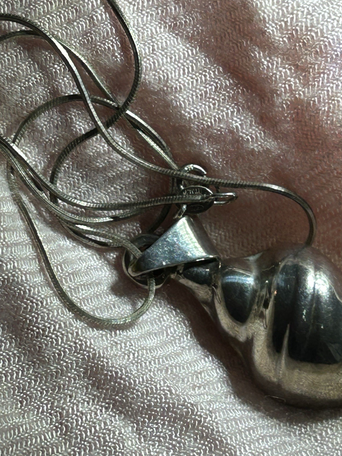 925 TN-49 Mexico Sterling Silver Conch Pendant & 925 Italy Necklace 18in 15g