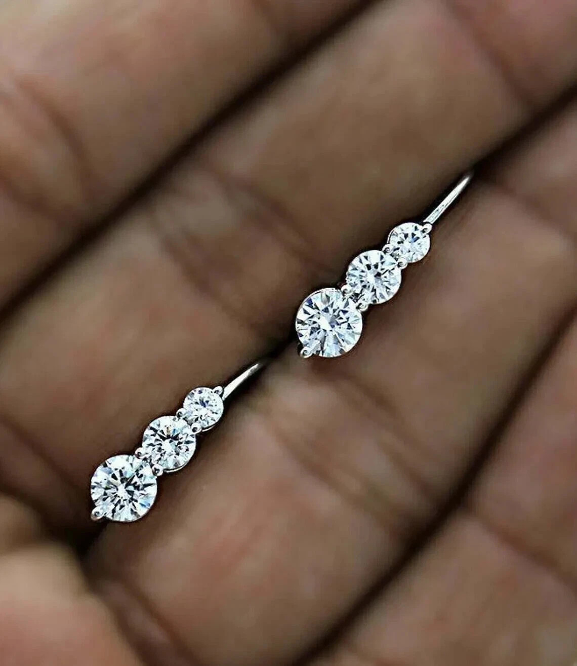 2.00Ct Round Cut Diamond Solitaire Drop & Dangle Earrings 14k White Gold Finish