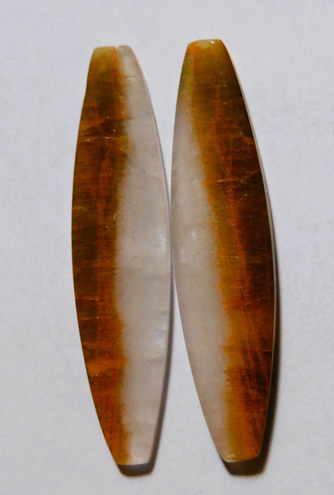 26.45 Cts Natural Cacoxenite Rutile Quartz Cabochon Pair Gemstone 44.5X10.6MM