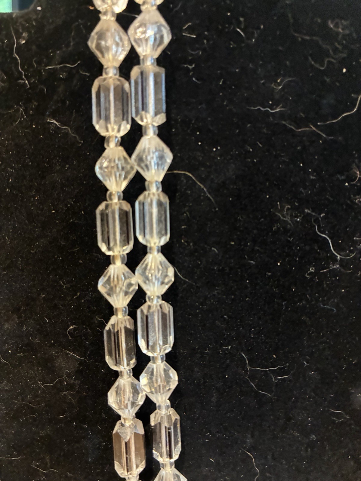 Vintage Crystal Bicone Bead Double Strand Western Germany Necklace Barrel Clasp