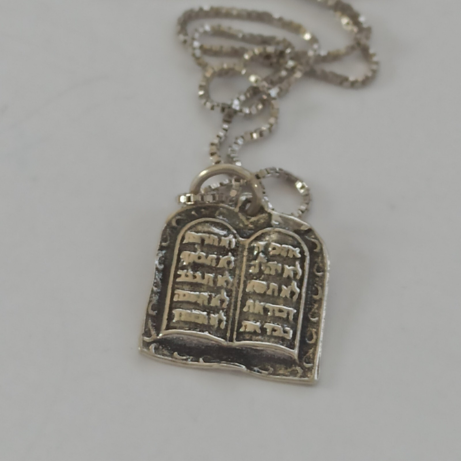 Ten Commandments Necklace Vintage Silver 925 Hebrew Men Women Jewish VTG Gift 19