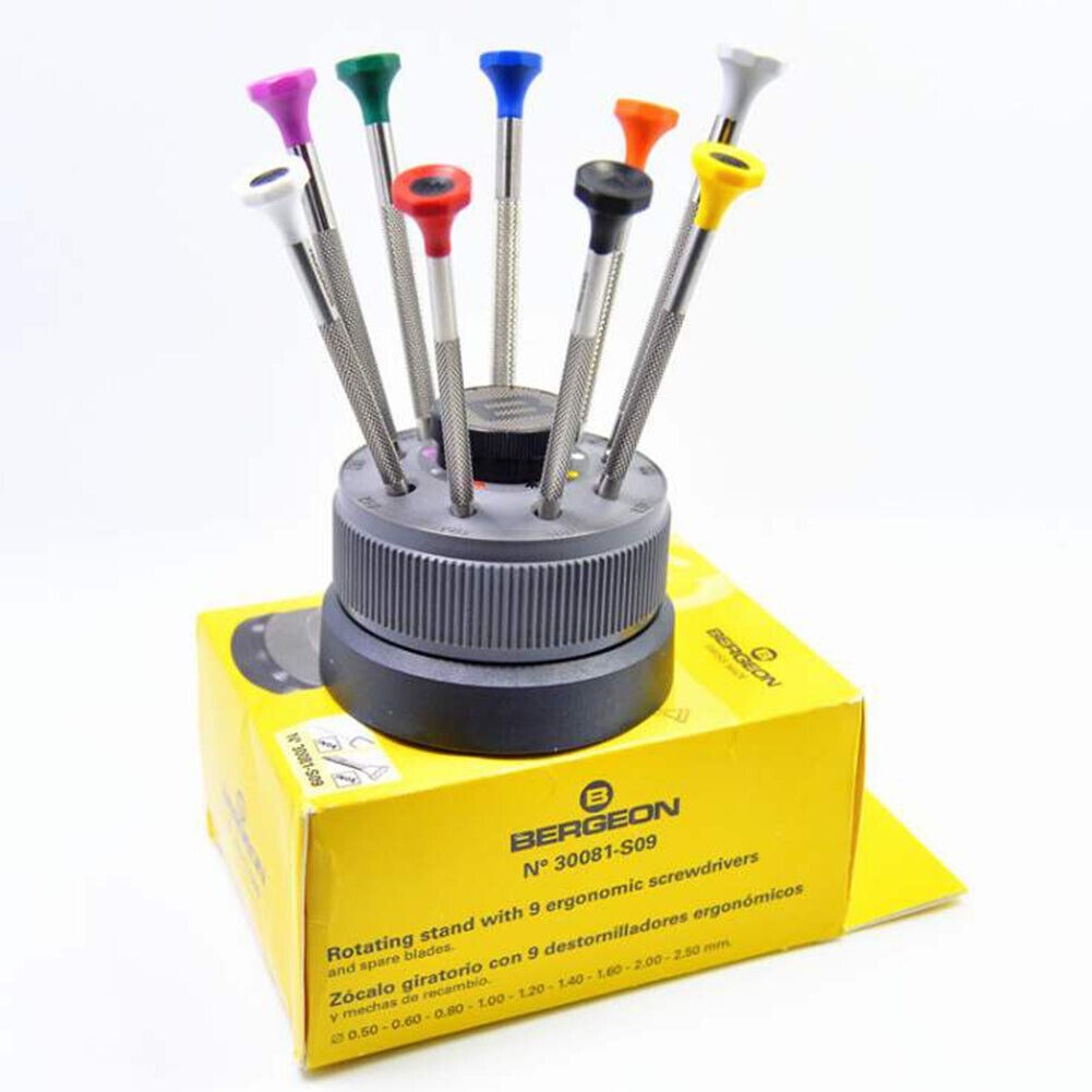 Bergeon 30081-S09 Set of 9 Ergonomic Watchmakers Screwdriver Stainless Steel
