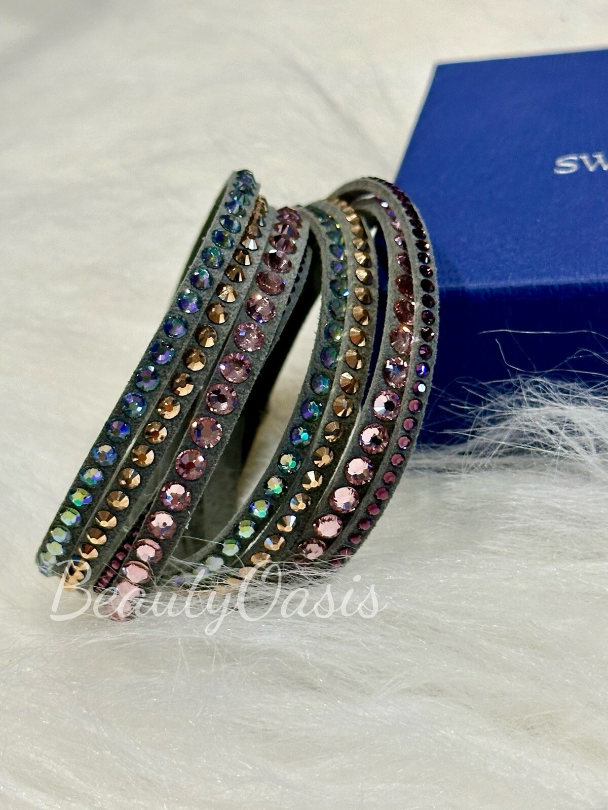Swarovski Deluxe Slake Crystal Leather Wrap Bracelet, Choose Color (cc-104)