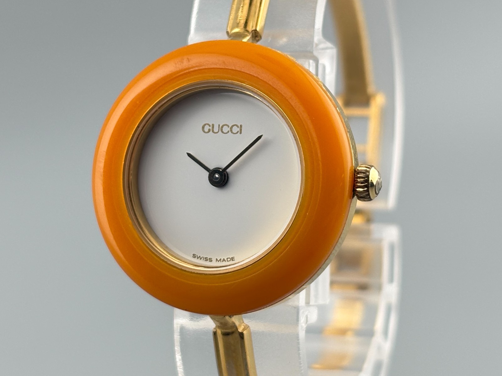 [S size Very Good] Gucci Change Bezel 11/12.2 Gold Yellow Watch Auth