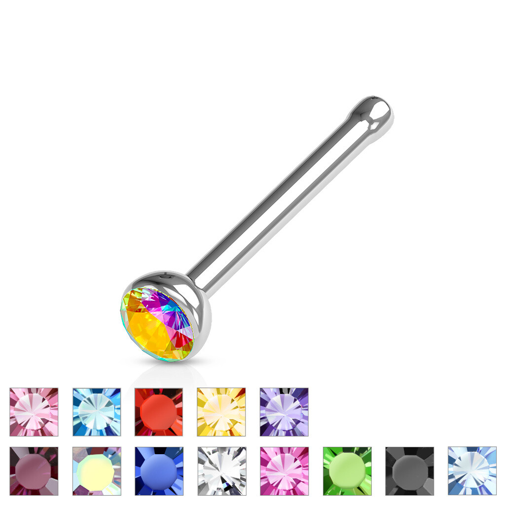 10pcs SAME-COLOR Press-Fit Gem Nose Rings Studs Bones Surgical Steel Wholesale