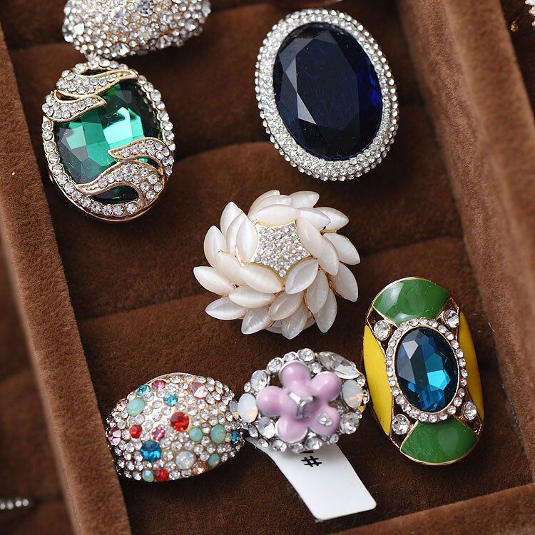 Wholesale Rhinestone Zircon Rings Mixed Women Finger Band Ring Jewelry Bulk Lots