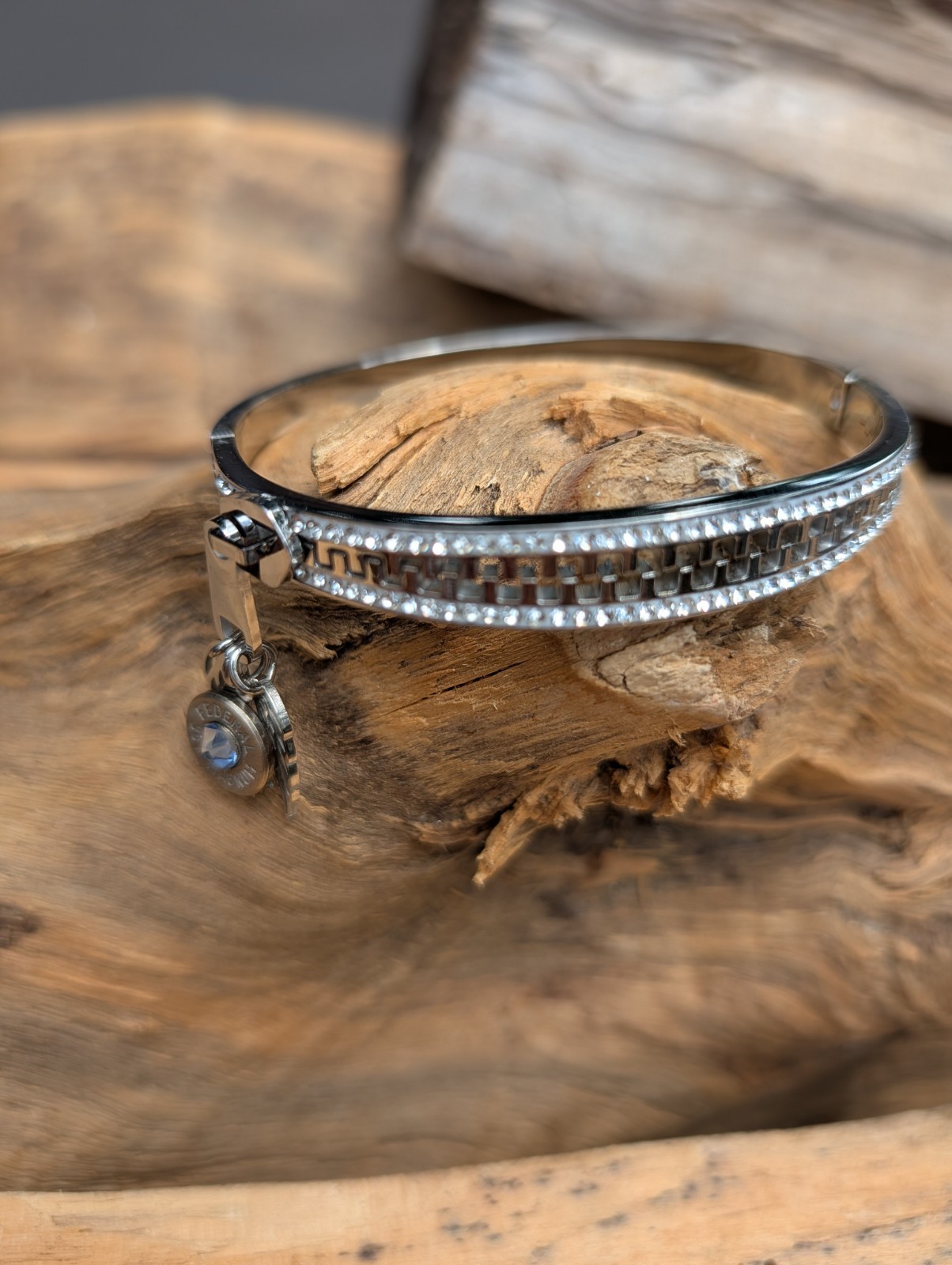 Silver or Gold Stainless Zipper wing and Bullet Bracelet. Optional Glass Crystal