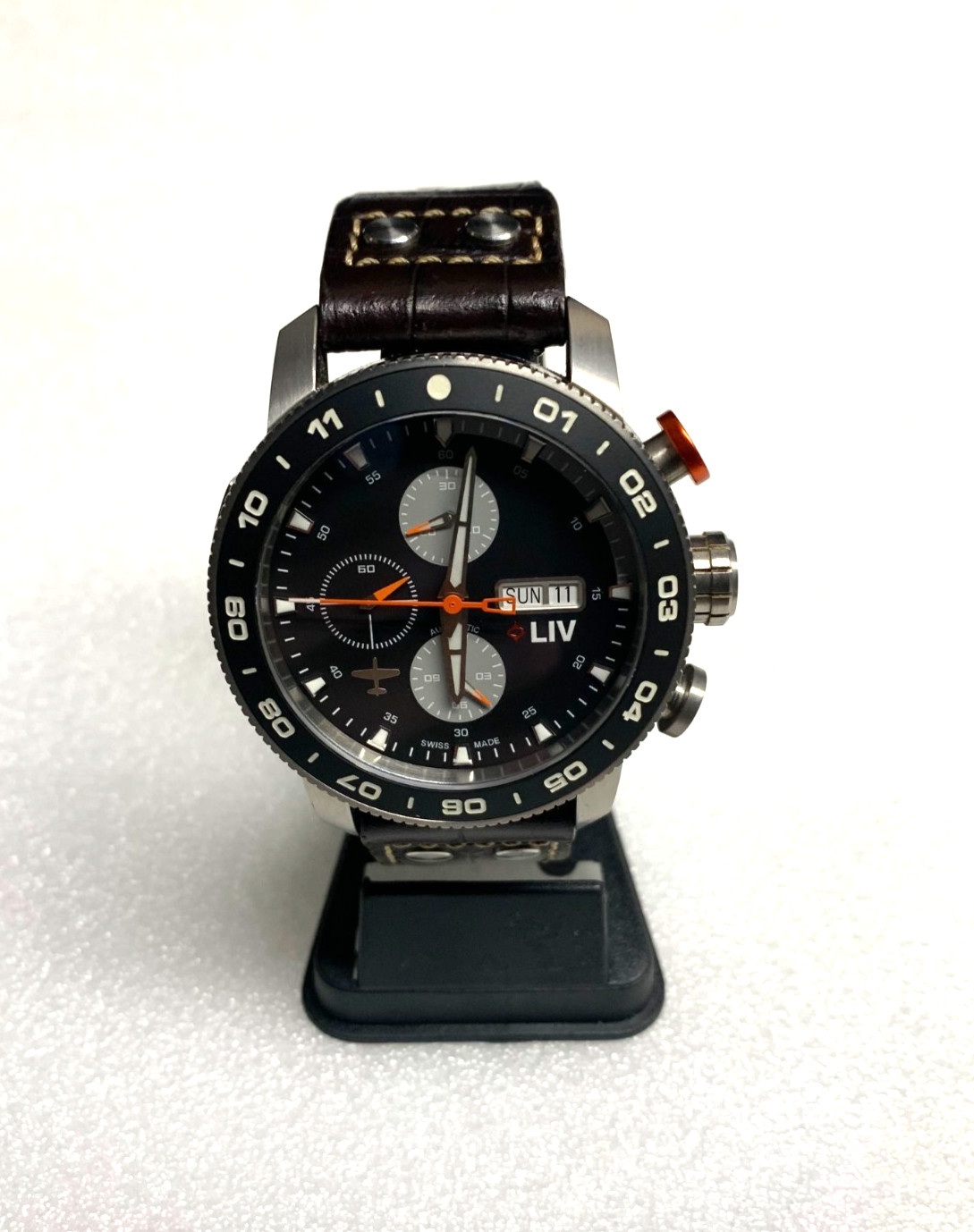 LIV Men’s P-51 Big Pilot Full Titanium Black/ Gray Automatic 46mm Watch 130/500