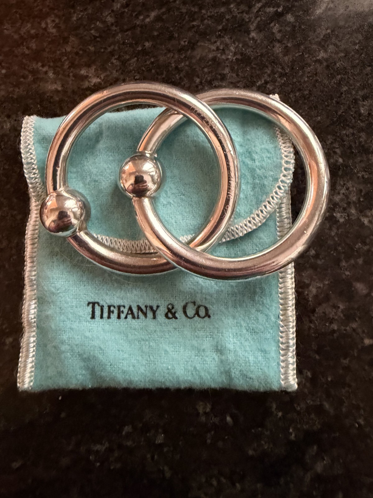 Tiffany & Co RARE 1837 Circle Double Baby Rattle