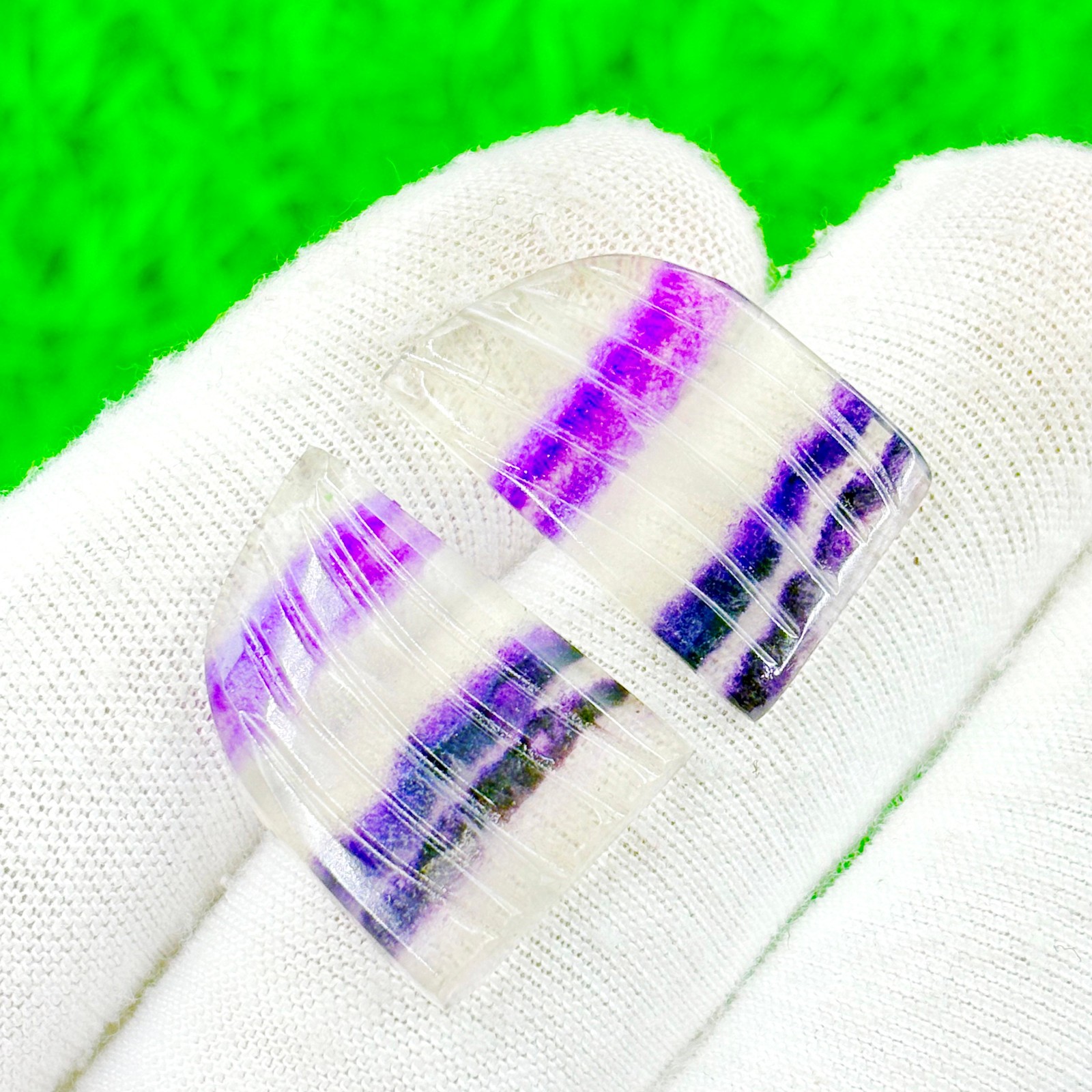 31 Carat Natural Fluorite Carved Pair Gemstone: Multi Fluorite Loose Stone JF-27