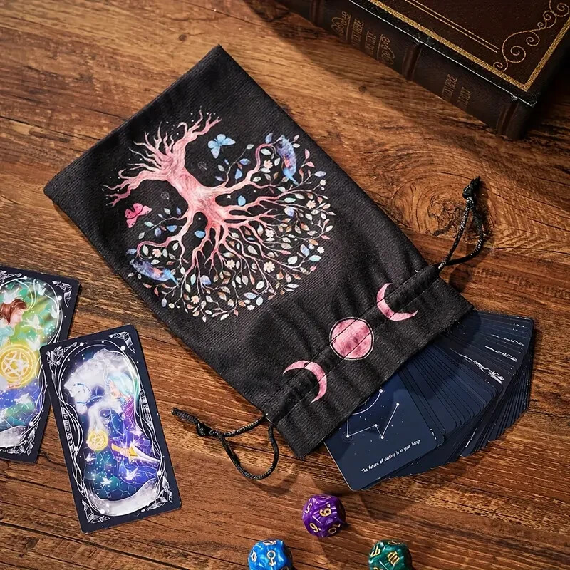 2 PC Random polyester Soft Velvet Jewelry Pouch and 1 Random Free Tarot Deck