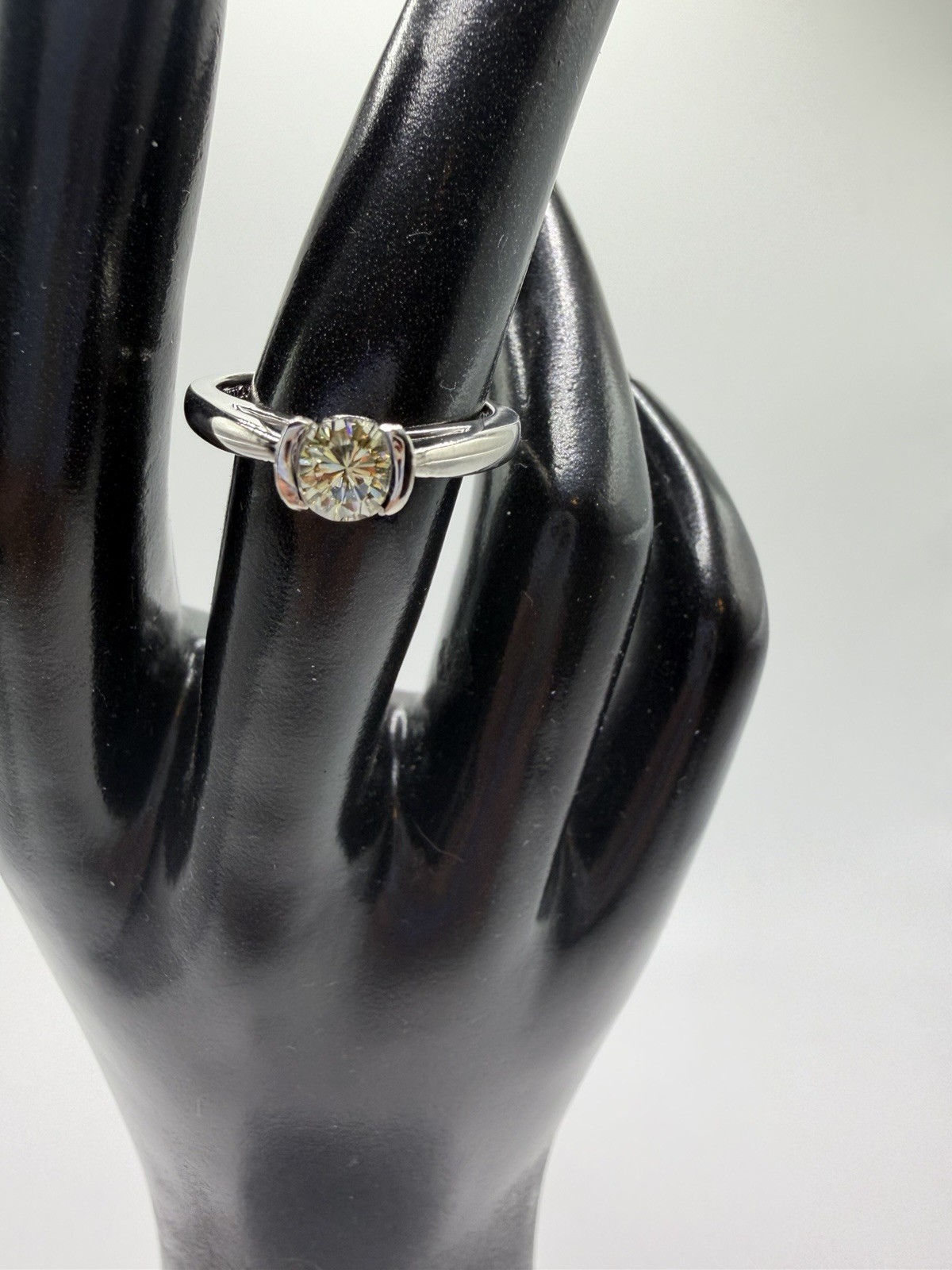 Palladium 3 Diamond Engagement Ring Sz 6.5