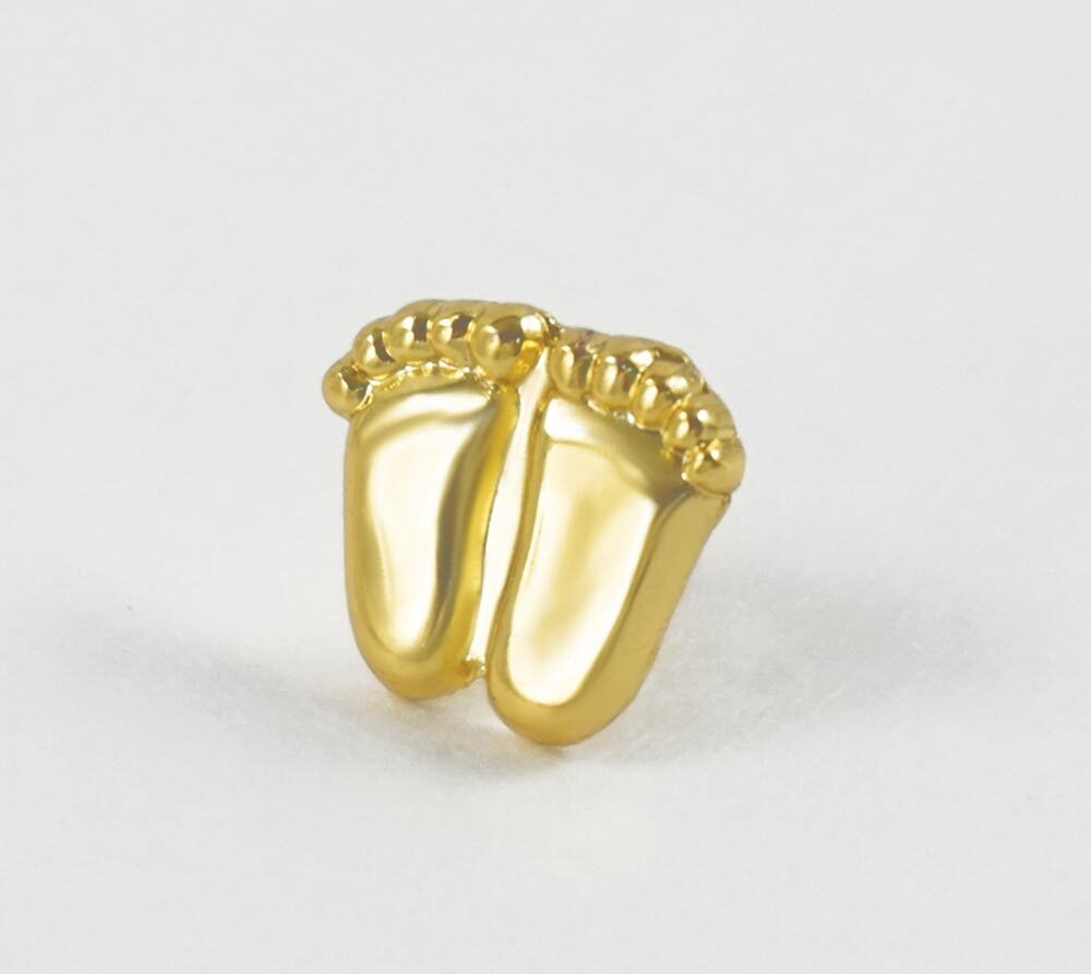 Precious Feet, 14k Gold Plated Jewelry, Lapel Pin