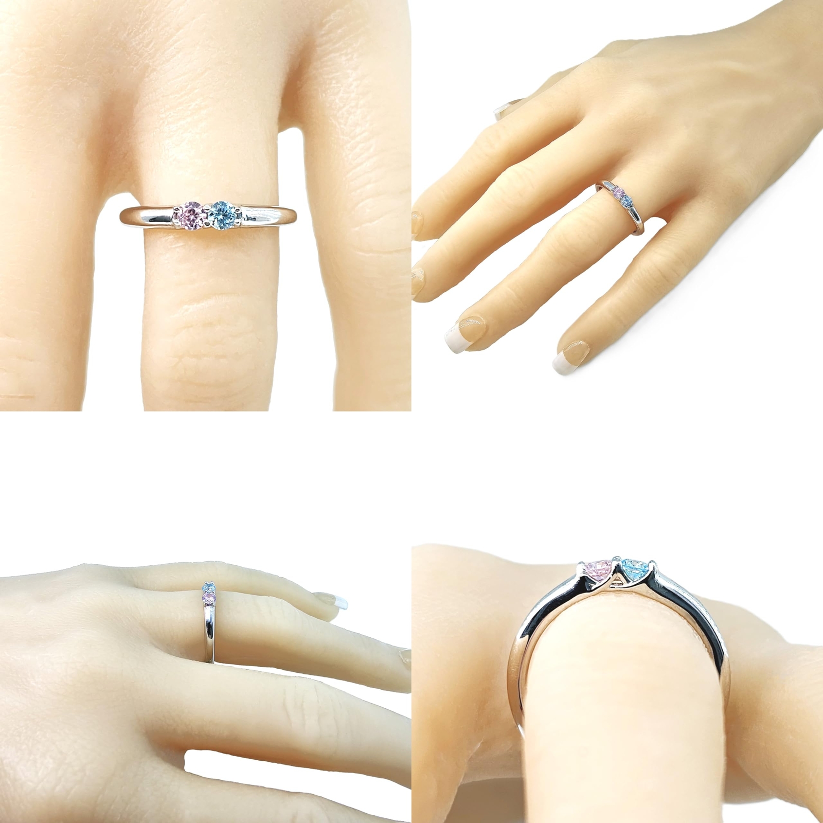 NANA Lucita Couples Ring With 2 Simulated Birthstones in Sterling Silver or 10K