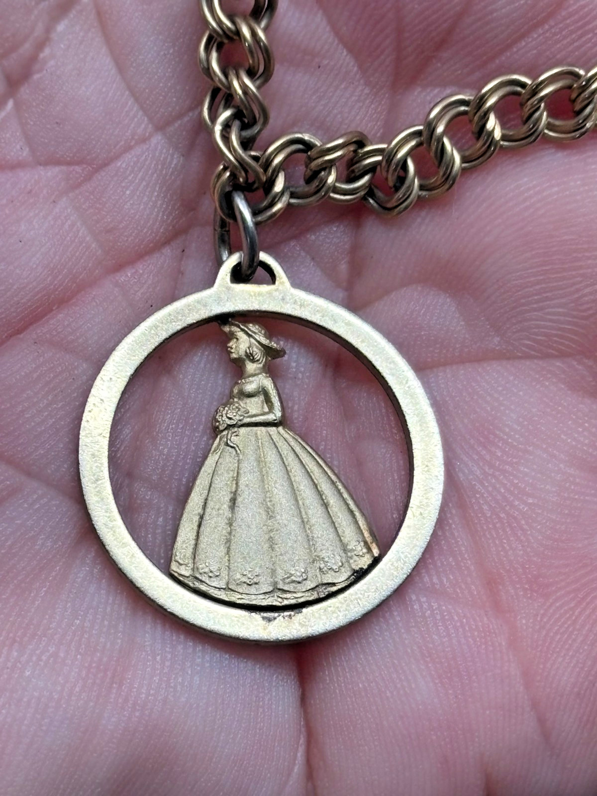 Vtg A & Z 8.26g 12k gold filled 8″ CHARM BRACELET Chain Link BRIDESMAID Wedding