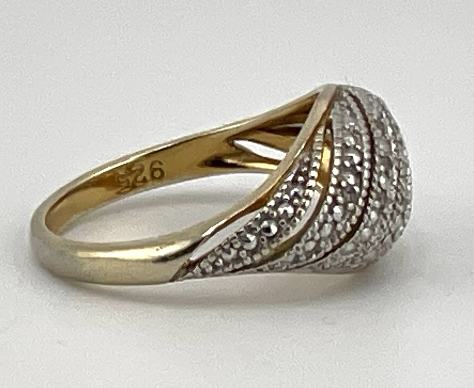 VINTAGE NVC RING Gold on 925 Sterling Silver w/Pave CZ’s/Size 7/weight 3.2grams